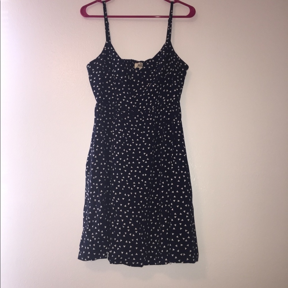 Navy dress with white triangles
